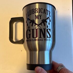 Silver Travel Mug with Black Handle